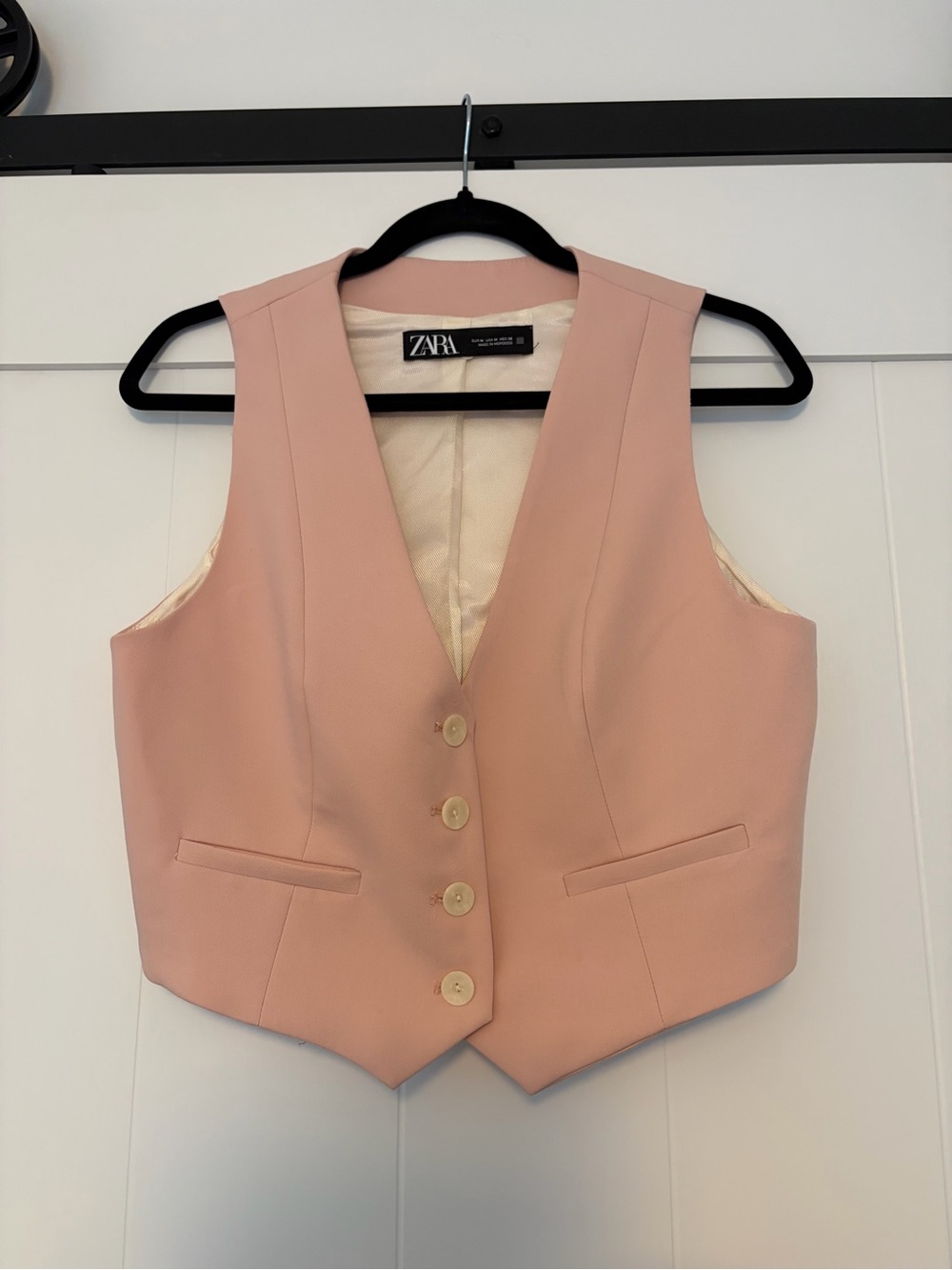 ZARA Women's Soft Pink Tailored Vest